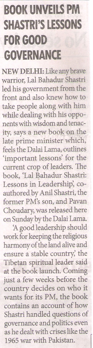 Book Unveils PM Shastri’s Lessons for Good Governance
